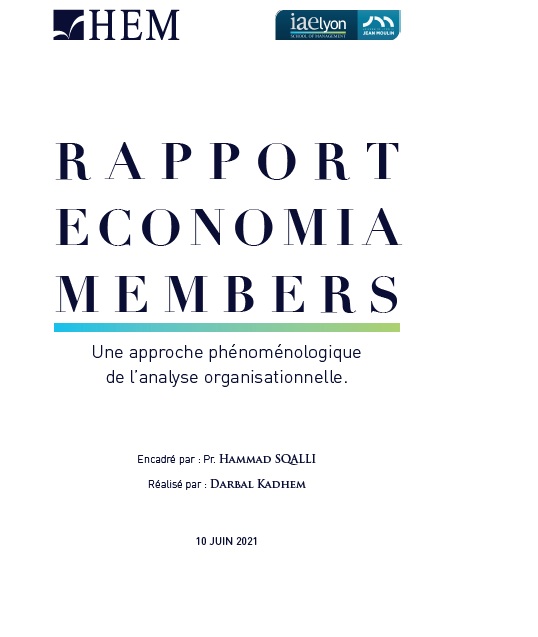 Rapport Economia members : Une approche phénoménologique de l’analyse organisationnelle